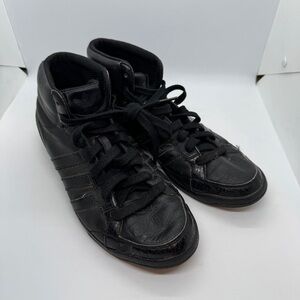 Adidas Men's Black Leather Sneakers